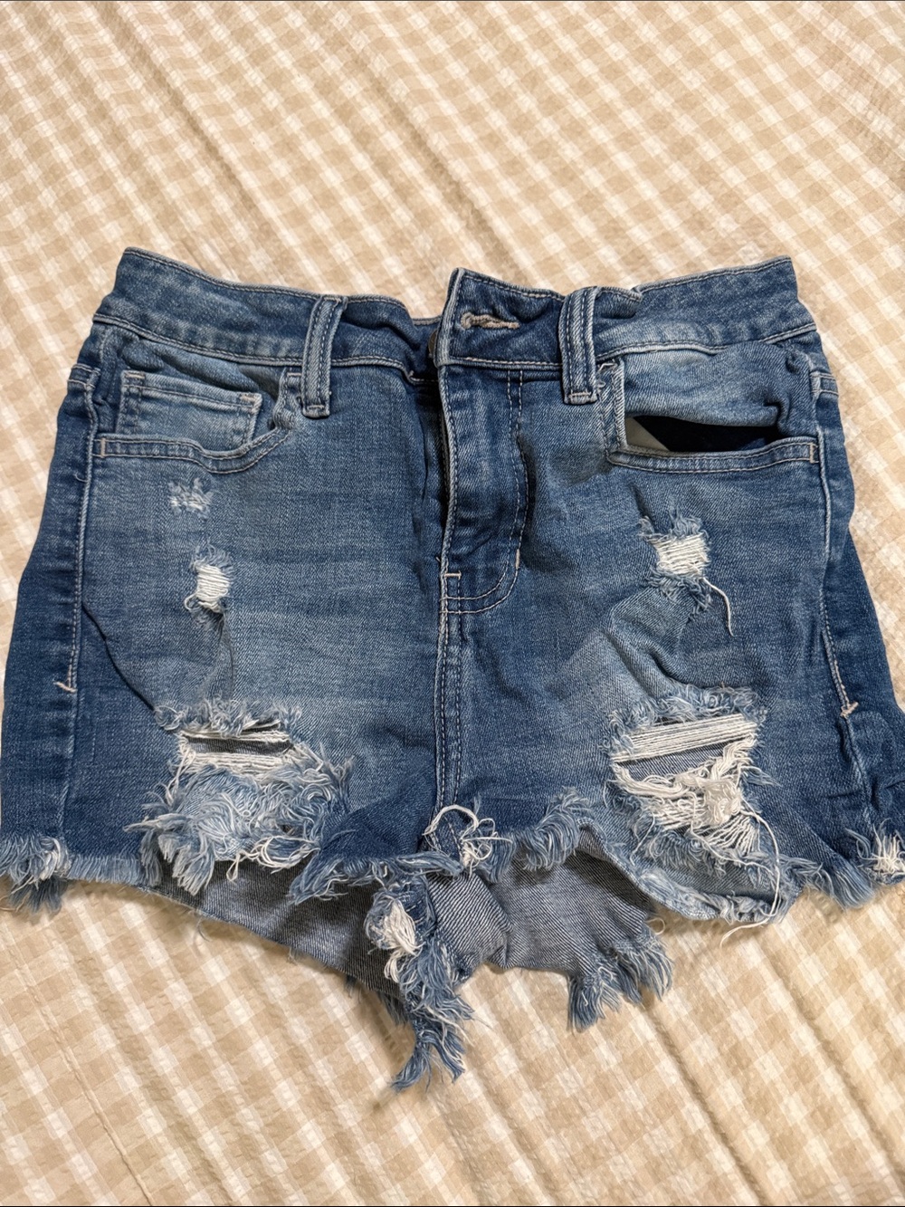 Cello Distressed Ripped Denim Shorts - Medium Blue